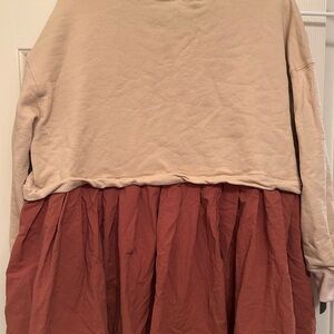 Two-Tone Beige and Rust Dress